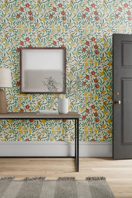 Morris & Co Wallpaper Simply Fruit - Green Indigo/ Madder