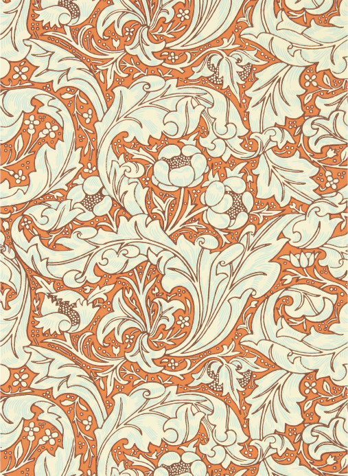 Morris & Co Wallpaper Bachelors Button - Burnt Orange/ Sky
