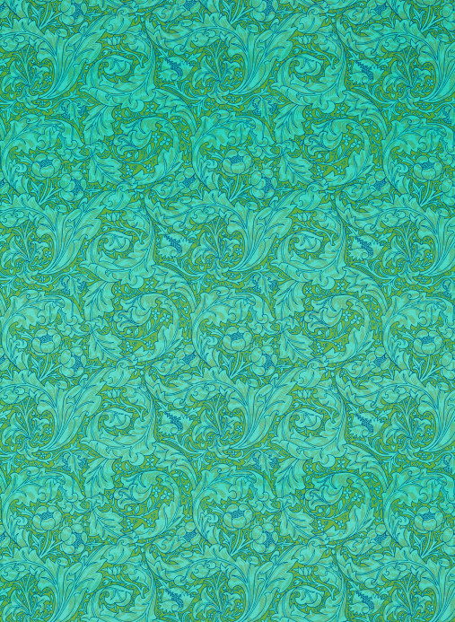 Morris & Co Wallpaper Bachelors Button - Olive/ Turquoise