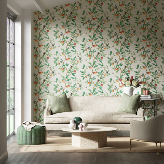 Harlequin Wallpaper Ella - Fig Blossom/ Fig Leaf/ Nectarine