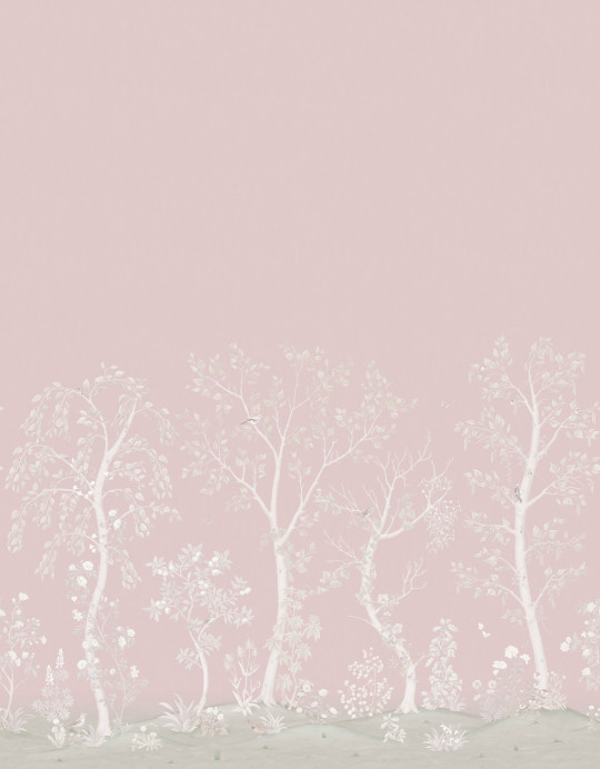 Cole & Son Papier peint panoramique Seasonal Woods - Rose Quartz/ Pearl