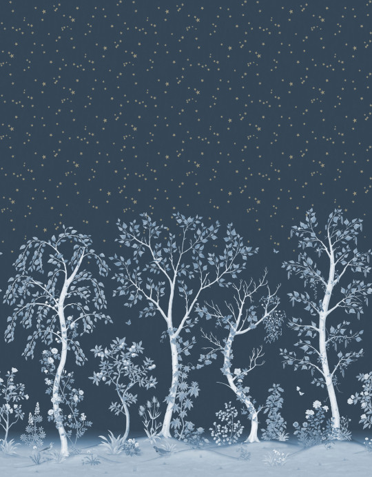 Cole & Son Papier peint panoramique Seasonal Woods - Midnight