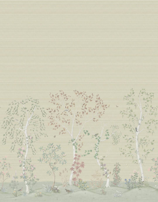Cole & Son Papier peint panoramique Seasonal Woods Grasscloth - Oat Natural Grasscloth