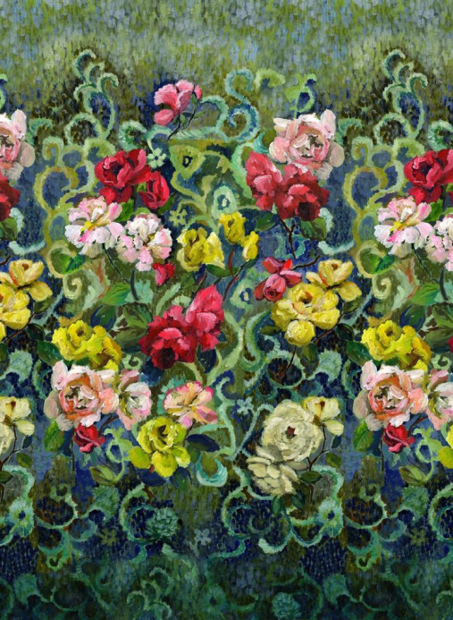 Designers Guild Papier peint Tapestry Flower - Vintage Green