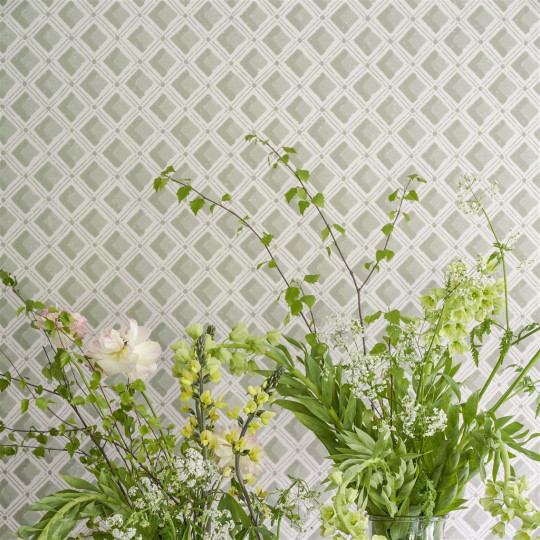 Designers Guild Wallpaper Amsee Geometric - Lichen