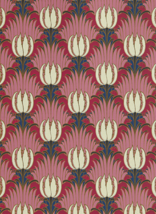 Archive Wallpaper Tulip and Bird - Amaranth/ Blush