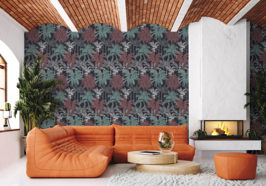 Coordonne Wallpaper Palms - Coral