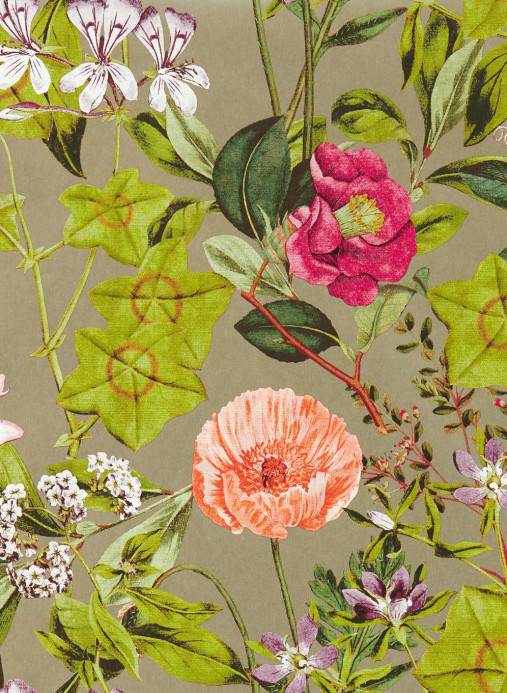 Clarke & Clarke Papier peint Passiflora - Mulberry/ Gilver