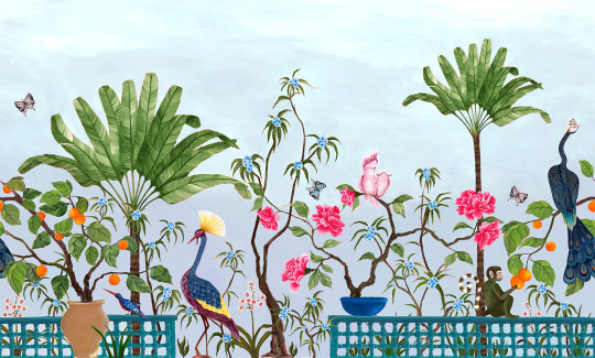 Coordonne Mural Neo-Tea Garden - Blue