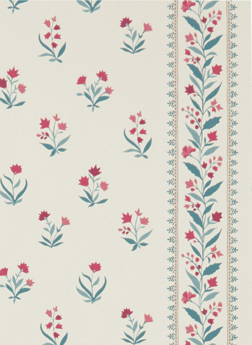 Nina Campbell Wallpaper Petit Dapuri - Blue/ Red