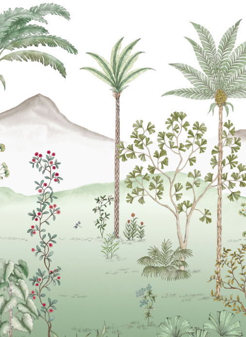 Isidore Leroy Papier peint panoramique Jardin des Oiseaux Jade - Panel B
