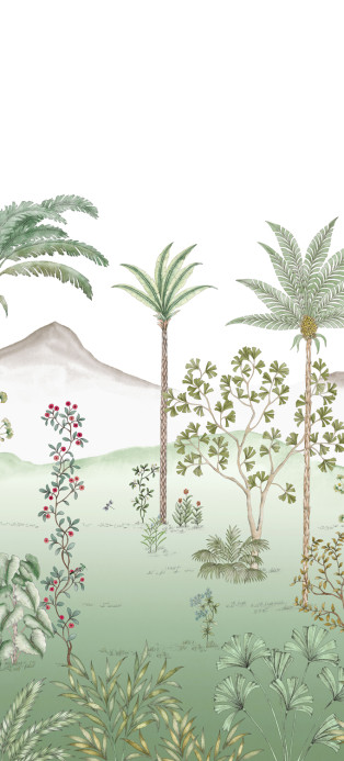 Isidore Leroy Papier peint panoramique Jardin des Oiseaux Jade