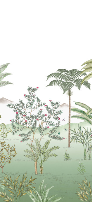 Isidore Leroy Papier peint panoramique Jardin des Oiseaux Jade - Panel C