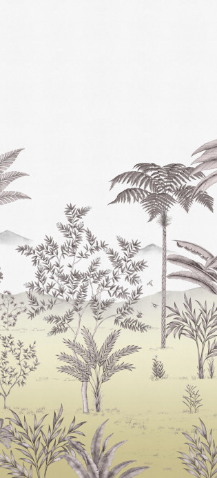 Isidore Leroy Papier peint panoramique Jardin des Oiseaux Safran - Panel C