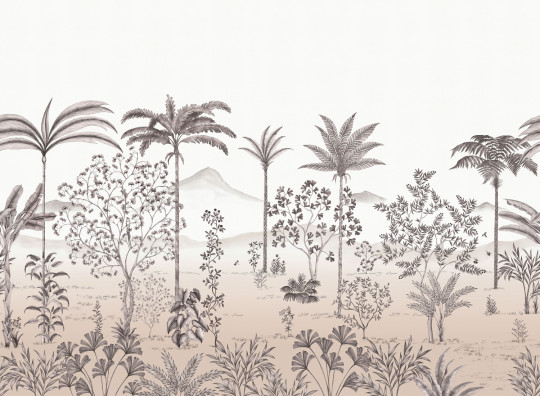 Isidore Leroy Papier peint panoramique Jardin des Oiseaux Bois de Rose - Panel A