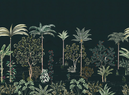 Isidore Leroy Papier peint panoramique Jardin des Oiseaux Nuit - Panel A