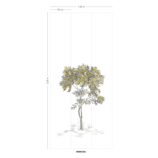 Isidore Leroy Papier peint panoramique Arbustes Gris - Mimosa