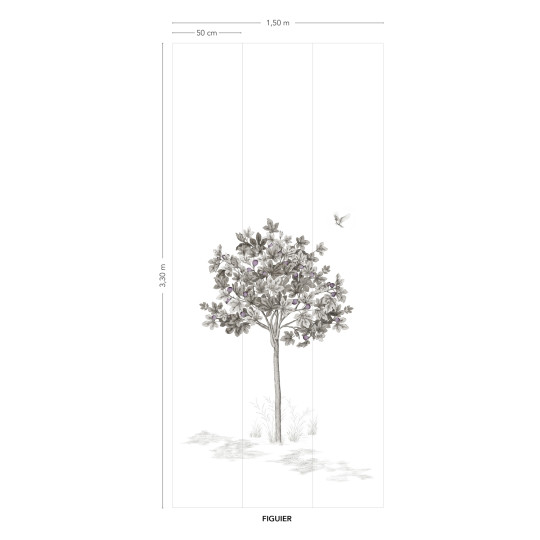 Isidore Leroy Papier peint panoramique Arbustes Gris - Figuier