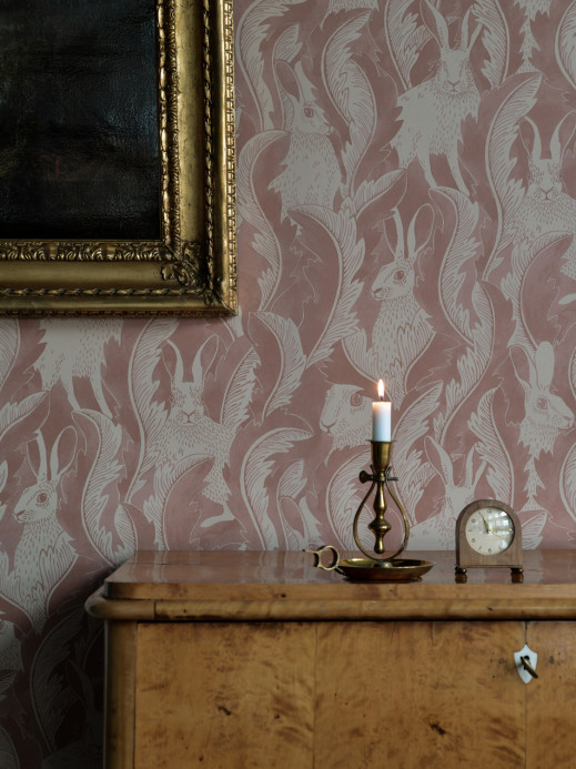 Långelid / von Brömssen Wallpaper Hares in Hiding - Dusty Pink