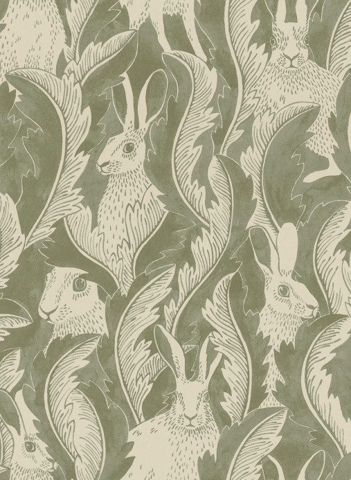 Långelid / von Brömssen Wallpaper Hares in Hiding - Aloe