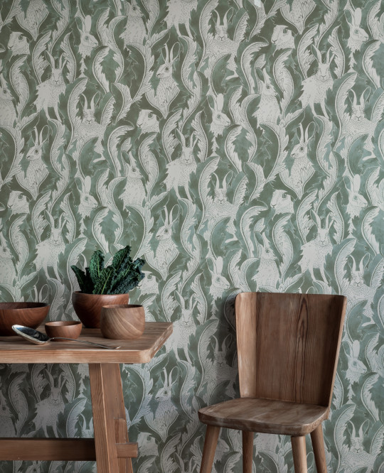 Långelid / von Brömssen Papier peint Hares in Hiding - Aloe