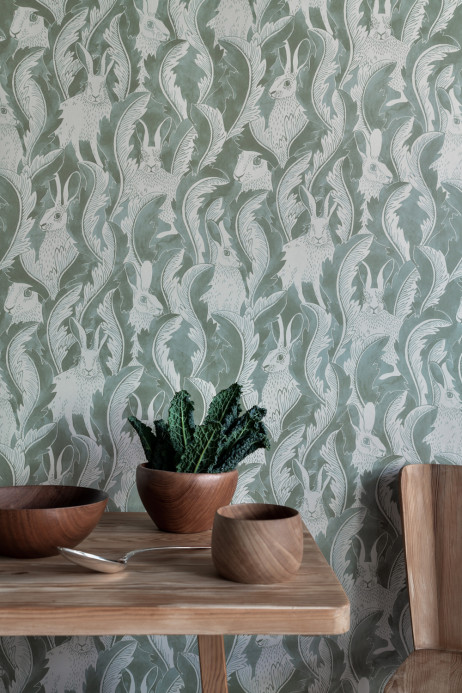 Långelid / von Brömssen Papier peint Hares in Hiding - Aloe