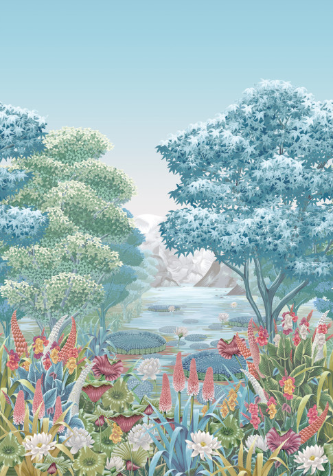 Osborne & Little Papier peint panoramique Elysium - Aqua