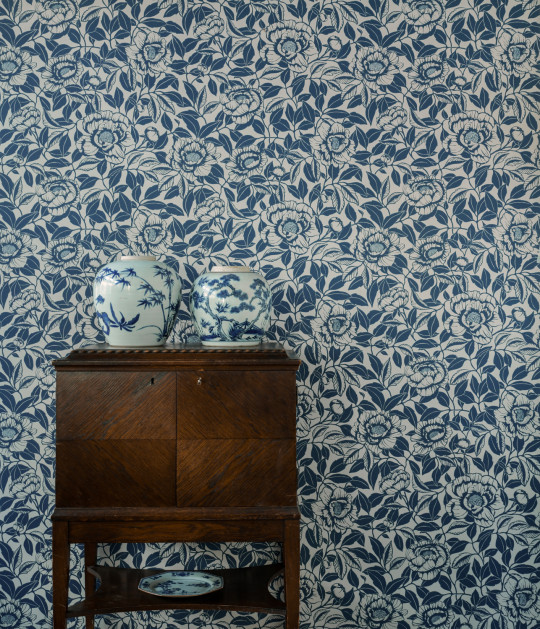 Långelid / von Brömssen Wallpaper My Peony Garden - China Blue