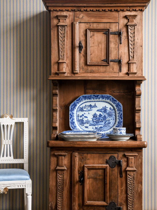 Långelid / von Brömssen Wallpaper Stitched Stripe - Washed Demin