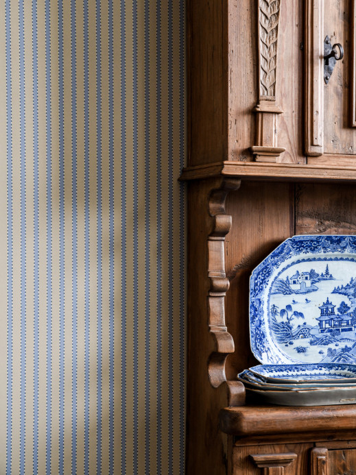Långelid / von Brömssen Wallpaper Stitched Stripe - Washed Demin