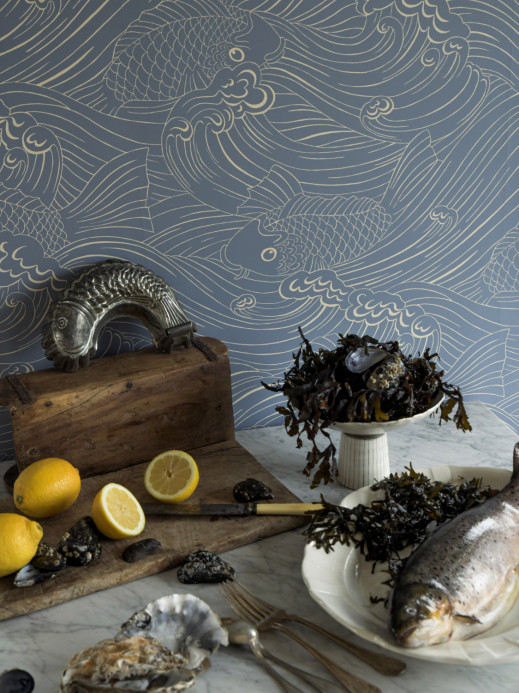 Långelid / Von Brömssen Tapete Plenty More Fish - Washed Denim