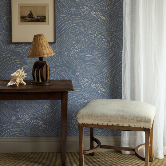 Långelid / Von Brömssen Tapete Plenty More Fish - Washed Denim