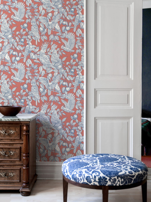 Långelid / von Brömssen Carta da parati Talk about Cockatoos - Tomato