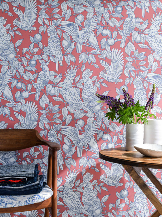 Långelid / von Brömssen Carta da parati Talk about Cockatoos - Tomato