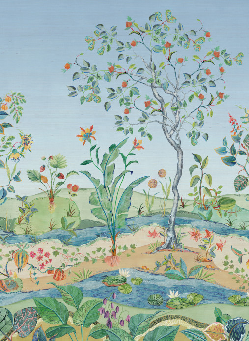 Osborne & Little Papier peint panoramique Mythica Grasscloth - Azure