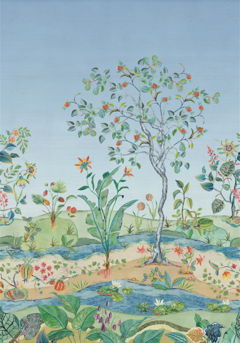 Osborne & Little Mural Mythica Grasscloth - Azure