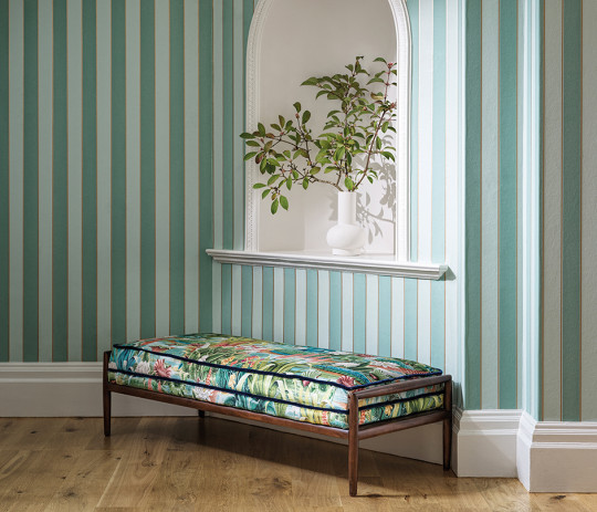 Osborne & Little Papier peint Regency Stripe - Aqua/ Gold