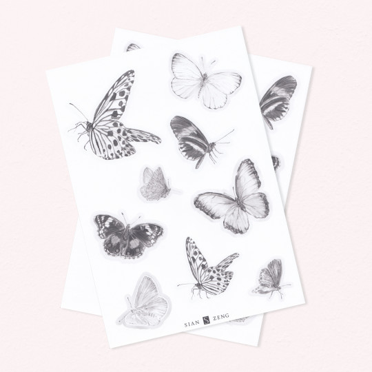 Sian Zeng Wall Decal Butterfly  - Grey