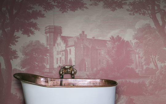 Rebel Walls Papier peint panoramique Swan Pond - Dusty Pink