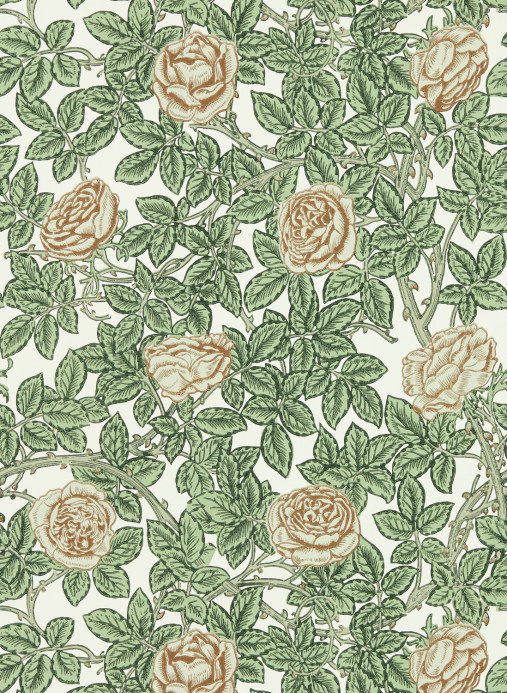 Morris & Co Tapete Rambling Rose - Leafy Arbour/ Pearwood
