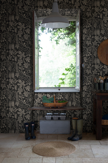 Sandberg Wallpaper Fig Garden - Charcoal