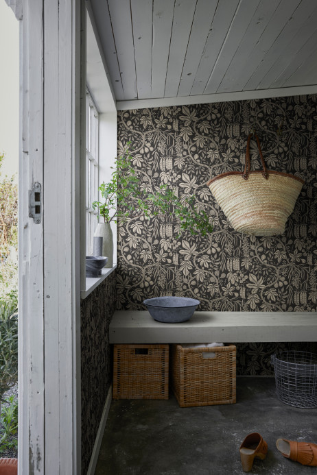 Sandberg Wallpaper Fig Garden - Charcoal