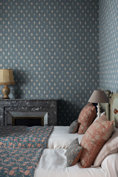 Sandberg Wallpaper Turtledove Barn - Indigo Blue