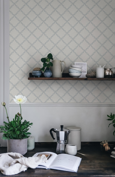 Sandberg Wallpaper Trellis - Misty Blue