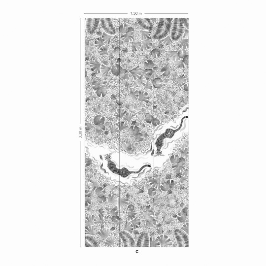 Isidore Leroy Papier peint panoramique Tigres Gris - C 7/8/9