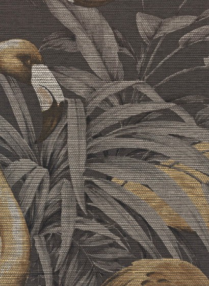Tropische Tapete Flamingo von Arte - Gelb/ Schwarz