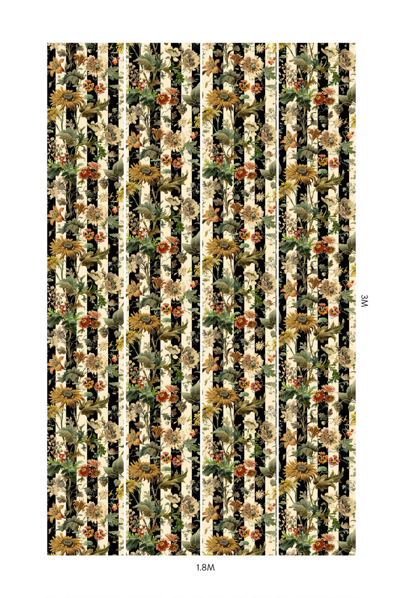 House of Hackney Wall Mural Avalon Stripe Black & White