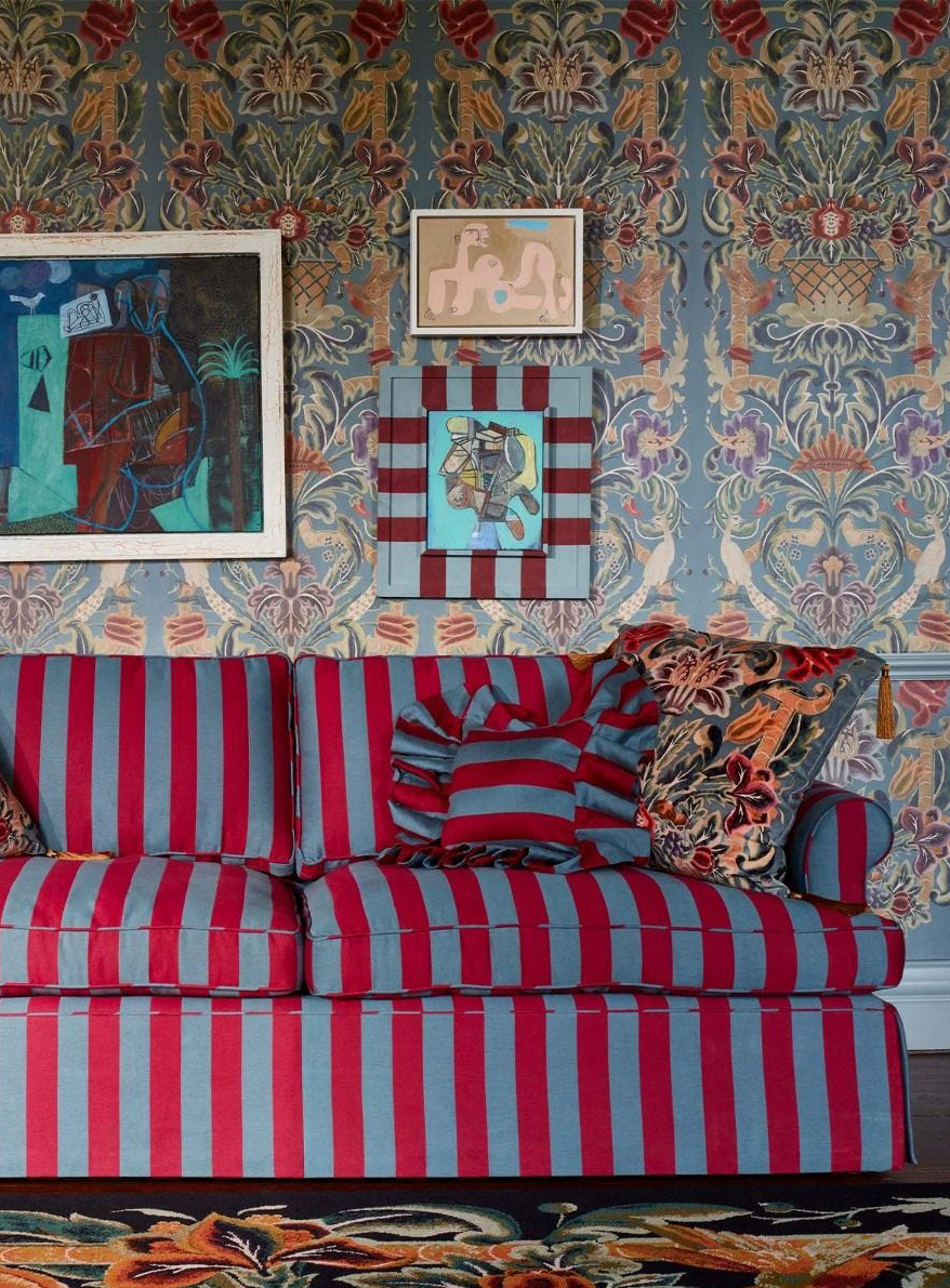 Traditional Meets Coastal Cool in This Designers Home  House of hackney  wallpaper Vintage house Eclectic modern