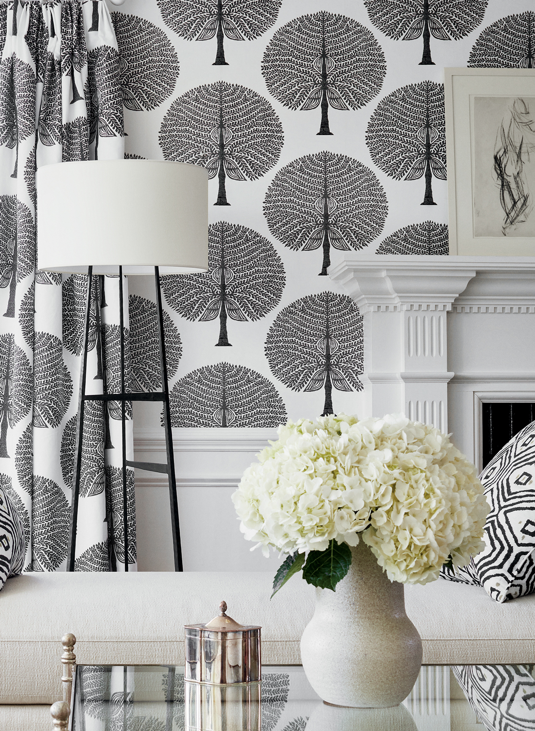 Thibaut Wallpaper Mullberry Tree