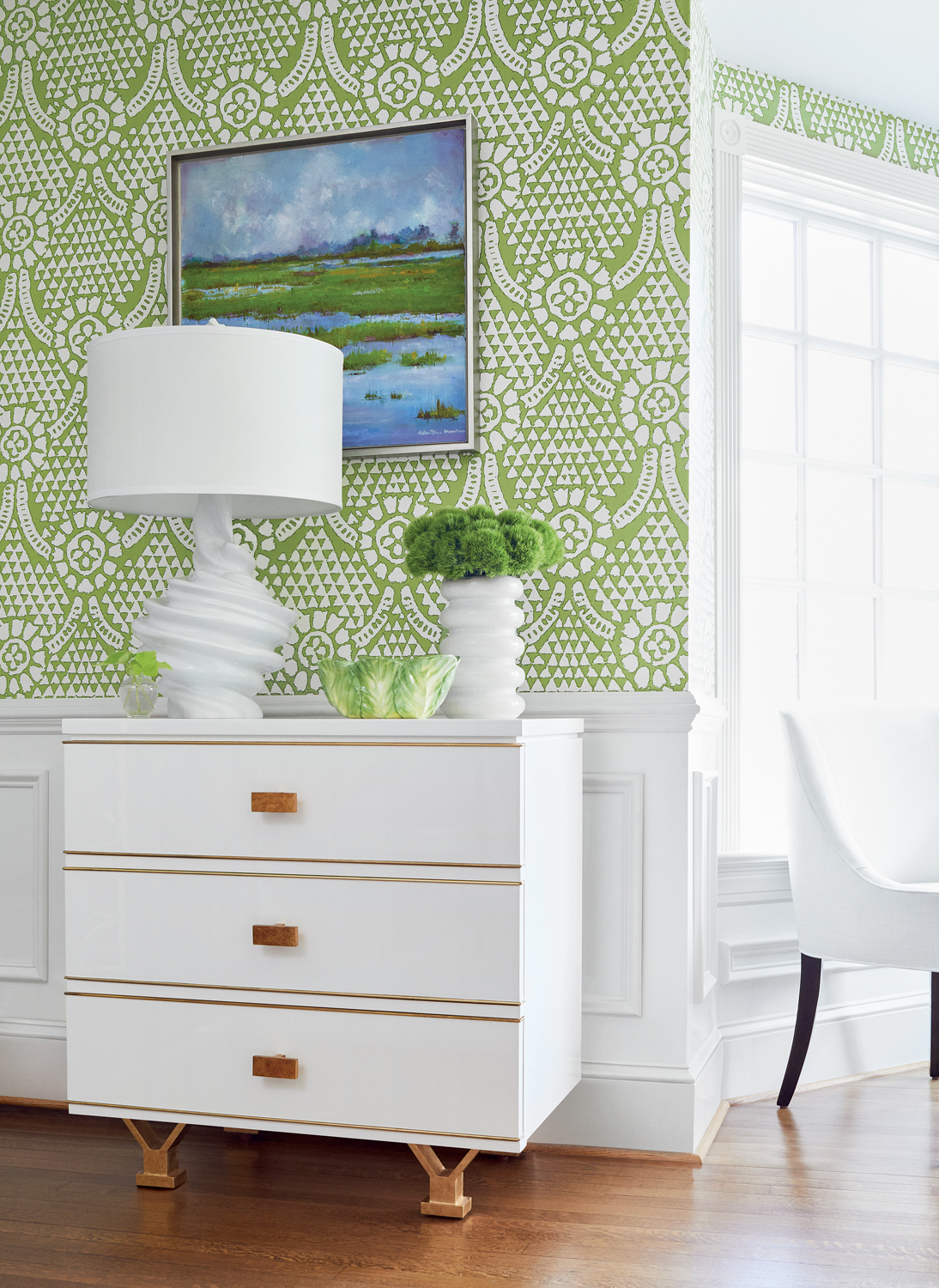 Thibaut Wallpaper Chamomile - Green-6858.5